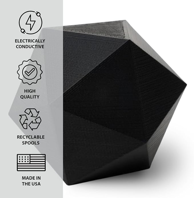 Protopasta Electrically Conductive Composite Black PLA 3D Printer Filament for Electrically Conductive 3D Prints | Easy Printing with Low Warp | 2.85mm Filament | 500g with Recyclable Cardboard Spool