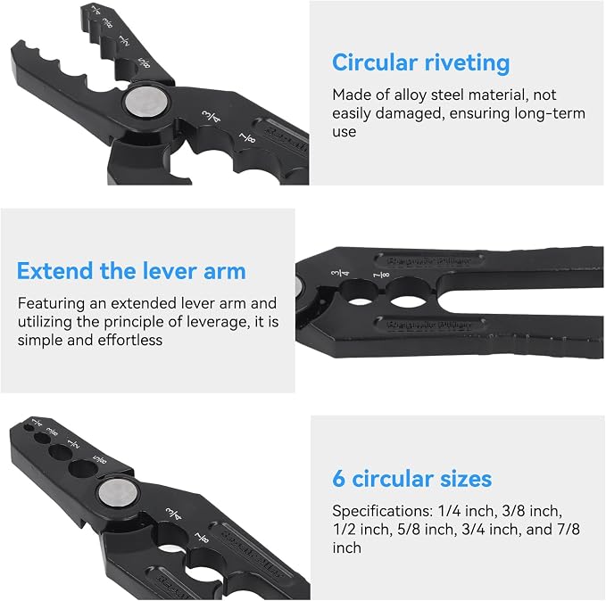 Copper Tube Rounder, Manual Pliers Tool Flat Tube Repairer Pliers Copper Pipe Rounder with 6 Hole Fits 1/4" 3/8" 1/2" 5/8" 3/4" 7/8" Pipes