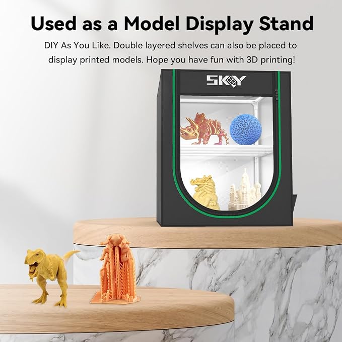 Skouphy 3D Printer Filament Storage Box - 2 Tiers Metal Filament Storage Rack with Cloth Cover,- 3D Filament Holder for Home, Office Workshop, Studio 20 Rolls - Black