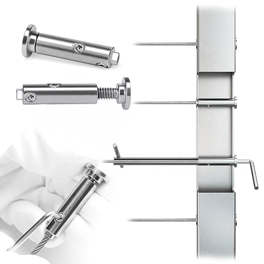 [Patent] Muzata 10 Pack 1/8" Swageless Invisible Cable Railing Kit Hardware Swageless Fittings Tensioner Hidden for 2"x2" Metal Post T316 Stainless Steel Deck Cable Railing System CB04