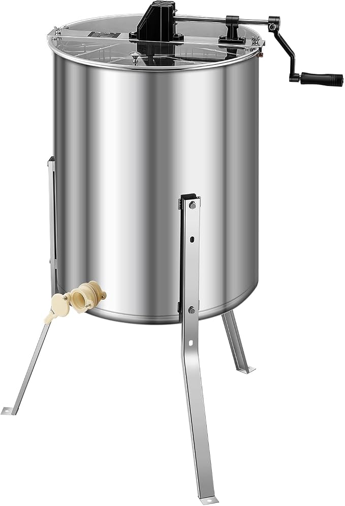 VEVOR Honey Extractor, 4/8 Frame Manual Honey Extractor with Transparent Lid, Stainless Steel Honeycomb Drum Spinner with Height Adjustable Stand, Honeycomb Extraction Equipment for Beekeeping