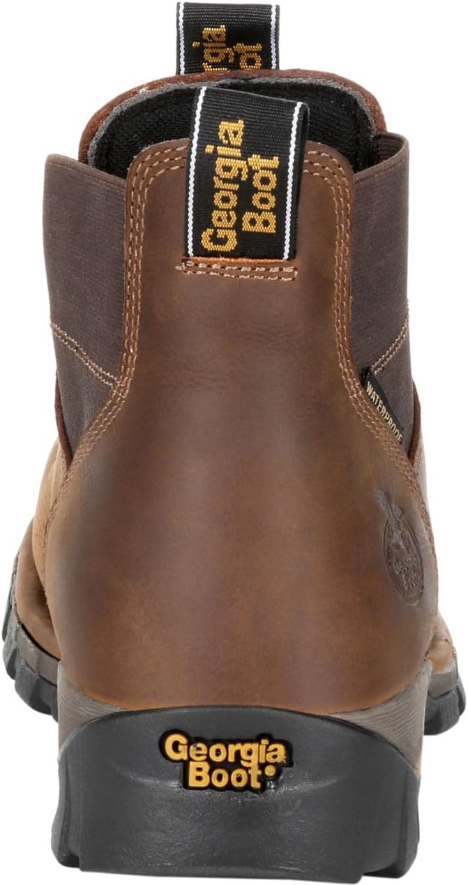 Georgia Boot Eagle One Steel Toe Waterproof Chelsea Work Boot, Brown, Size 8(W)