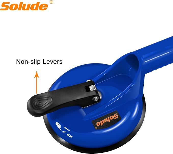 2 Pack Heavy Duty Vacuum Handle Suction Cups - Aluminium Glass Holder for Lifting Large Windows/Tiles/Mirrors/Granite/Floor Gap Fixer & Windshield Removal Tool, Blue
