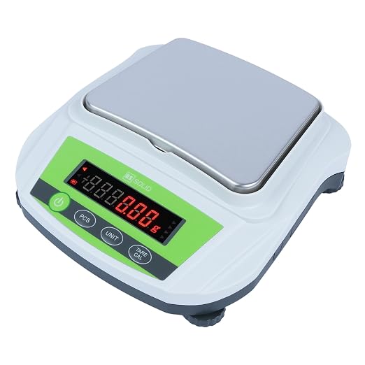 U.S. Solid Precision Balance, 2000g/4.4lb x 0.01g Digital Lab Scale, 6.2" x 5" Rectangular Pan, Piece Counting, g/ct/oz/lb, 100-240V AC & 4xDC 1.5V Battery, Kitchen, Jewelry, Scientific Use