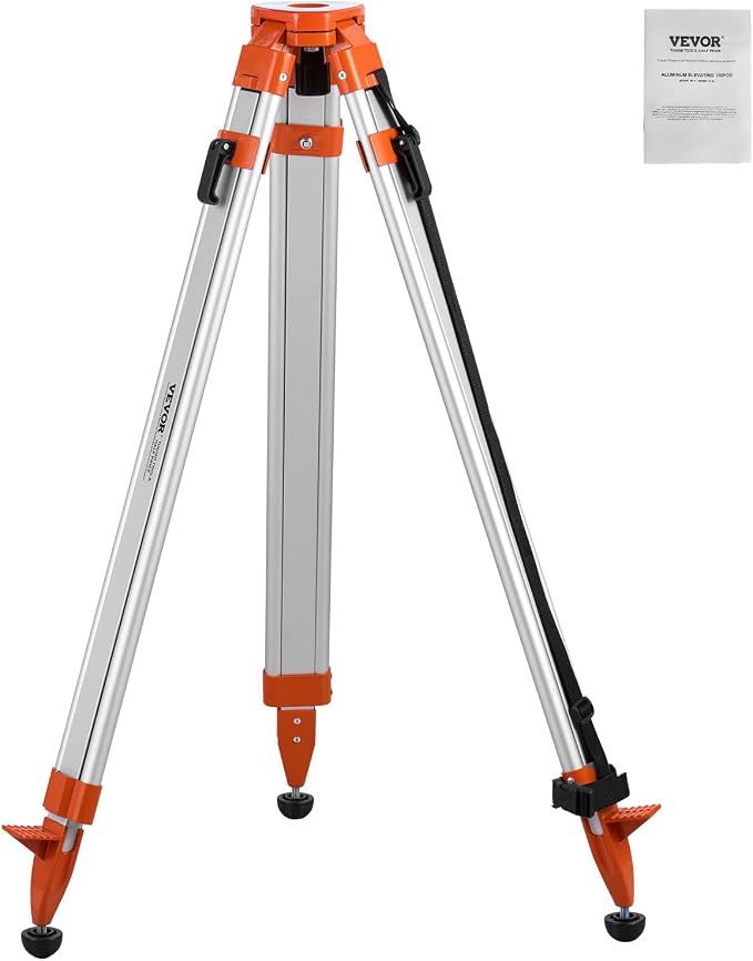 VEVOR Laser Level Tripod Stand, 5/8"-11 Thread Mount, 16.53-65.55 inch Height Adjustment Heavy Duty Survey Tripod for Construction Laser Level Scanner, Retractable Legs Non-Skid Feet Professional