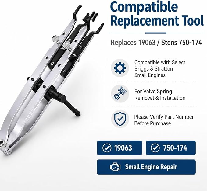 19063 Valve Spring Compressor Tool Compatible with Briggs & Stratton Small Engines, Replacement for Stens 750-174, Stainless Steel Valve Spring Installer Remover Tool