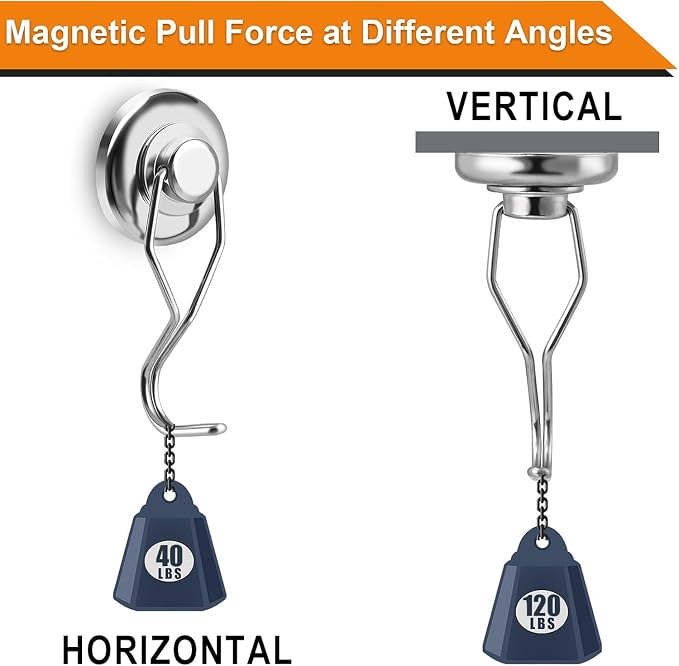 Swivel Swing Powerful Magnetic Hooks,Strong Heavy Duty Neodymium Magnet Hooks Great for Your Refrigerator and Other Magnetic Surfaces - Pack of 7 68mm(2.67in) in Length, 32mm(1.26in) in Diameter | Strong Silver Magnets hook for Hanging Refrigerator Hom...