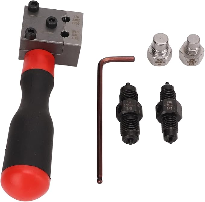 3/16 & 1/4 Brake Line Flaring Tool Kit, Copper Tube Single Double Tube Shaping Tool for Auto Repair, Tubing Flaring Tool, Universal Brake Line Tool for Confined Spaces