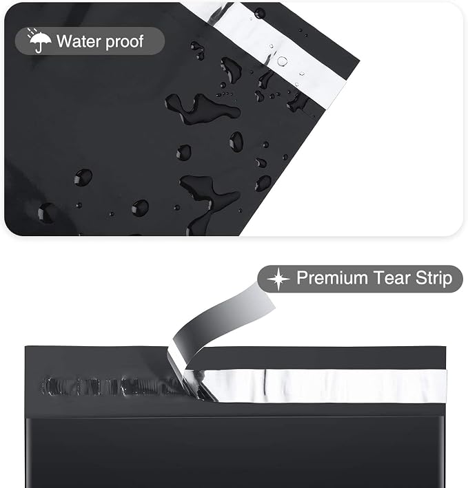 Fuxury 900 Pcs 24x24" Poly Mailers,Waterproof Mailing Envelopes for Clothing, Strong Adhesive Poly Shipping Postage Bags for Small Business(Black)