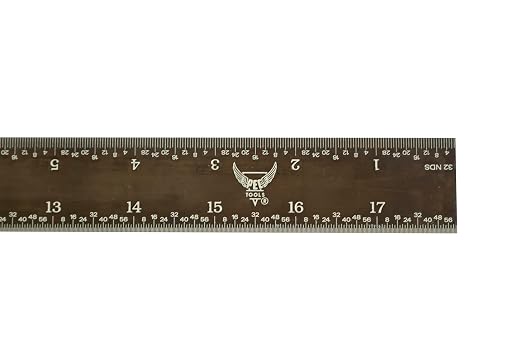 PEC Tools 18" Rigid Machinist Rule, Stainless Steel Ruler with Black Chrome Finish, High-Contrast Easy to Read, 4R Graduaction (1/8", 1/16", 1/32", 1/64"), Made in USA