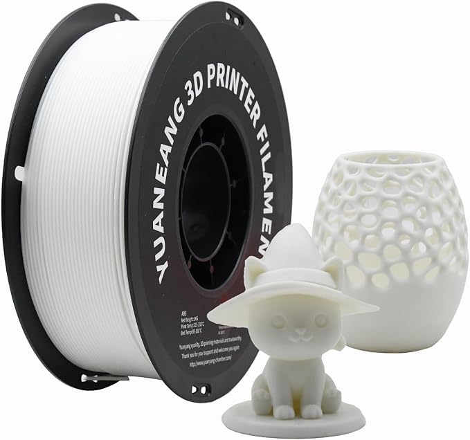 ABS 3D Printer Filament 1.75mm White, 1kg Spool, Strong & Durable ABS Material, High Heat Resistance, Low Warping, ±0.03mm Precision, Ideal for Functional Parts, Prototypes