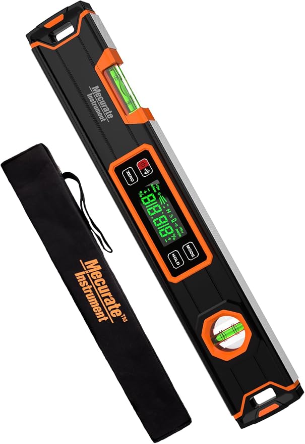 Mecurate Digital Level 15.7'' with LCD Display, 360° Angle Magnetic Digital Torpedo Level, Vertical & Horizontal Spirit Bubble Protractor for Construction Carpenter Craftsman Home Professional