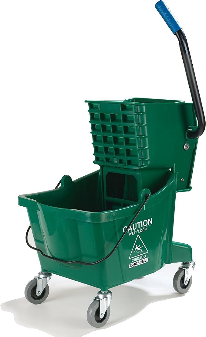 SPARTA Commercial Mop Bucket with Side Press Wringer, Floor Cleaning Essentials for Commercial and Home Use 26 Quart Capacity, 1 Count, Green