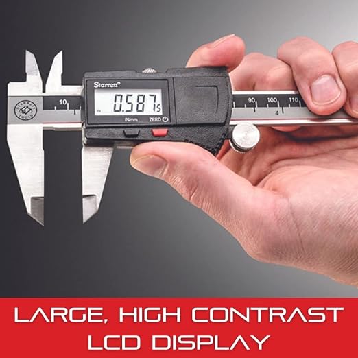 Starrett Stainless Steel Electronic Slide Caliper - 0-8" Range, .0005" Resolution, LCD Display, Fine Adjustment Thumb Wheel, in/mm Conversion - EC799A-8/200