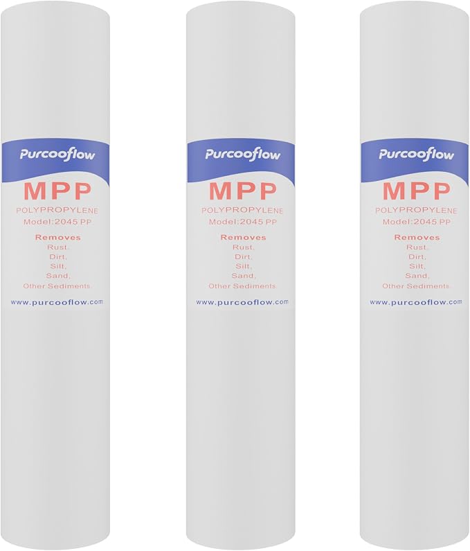 20x4.5 Inch PP Sediment Water Filter, Multi-Layer Gradient Density Replacement, Reduces Sand, Rust, Dirt & Silt, 5 Micron, Fits Standard 20" Housings