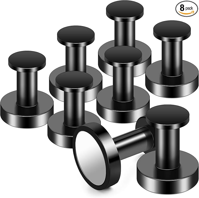 E BAVITE Magnetic Hooks 8 PCS 150lb Magnet Hook Cruise Cabins (Black) | Essentials Heavy Duty Wreath Hanger Strong Magnets for Classroom Whiteboard Wreath Coat Hanging Garage Cruise Ship Camping