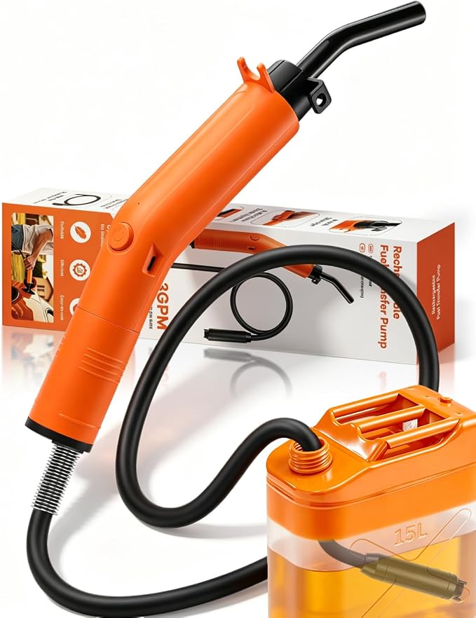 Fuel Transfer Pump, 3GPM Battery Powered Electric Siphon Pump for Gasoline Diesel Water, with All-Weather Hose, Portable Gas Can Pump for Fuel Transfer, Ultra-Fast Oil Transfer Pump
