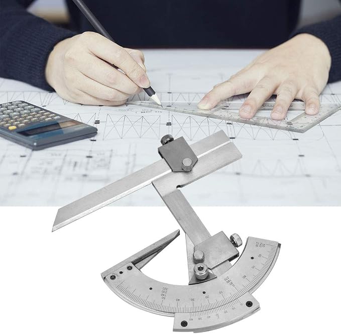 Walfront Universal Carbon Steel Vernier Bevel Protractor 0-320° Exactness Angle Measuring Ruler Tools for Woodworking/Carpenter/Construction Carbon Steel DIY Accuracy 0.02