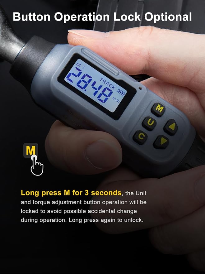 GROWNEER Digital Torque Wrench, 1.1-22.1 Ft-lbs/1.5-30 Nm, 1/4'' Drive Inch Pound Torque Wrench with Buzzer & LED Indicator, Electronic Wrench Set with Bits & Sockets for Gunsmithing Bike Motorcycle