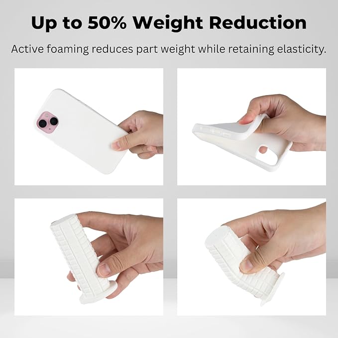 Siraya Tech Flex TPU Air - Lightweight Active Foaming Flexible 3D Filament, Adjustable Hardness 65A-82A, High-Speed Printing, Easy to Use, for Wearables, Sports Gear & Soft Prototypes (White, 1kg)