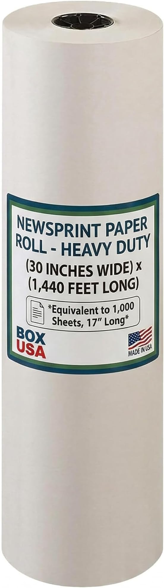 Box USA Packing Paper Roll 30 x 1400ft (1,000 Sheets 17 Equivalent) - Newsprint Paper for Shipping, Storage and Moving Supplies, White