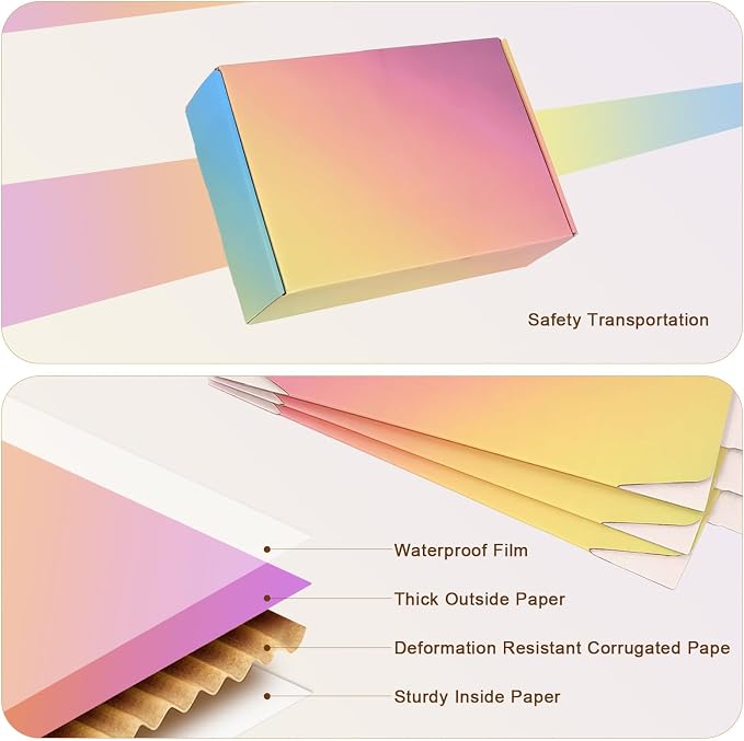 7x5x2 Shipping Boxes Small, 45 Pack Colorful Corrugated Cardboard Mailer Box for Small Business, Mailing, Packaging