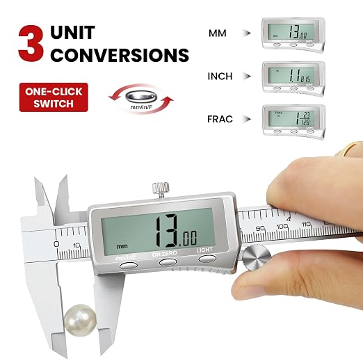 Digital Caliper, Rechargeable Calipers 12 inch with Backlight LCD Screen, All Metal Caliper Measuring Tool with MM/in/F Conversion, Auto Off Micrometer for Jeweler/Woodworking/DIY/Household