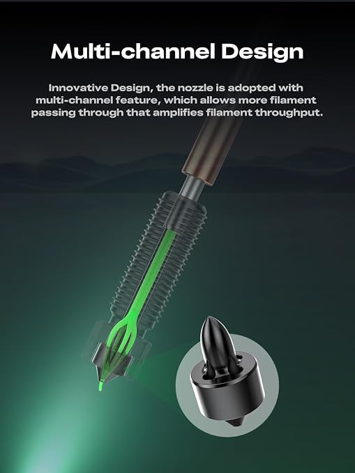 Creality K2 Plus Genuine E3D Obxidian High Flow Nozzle 0.6mm for for K2/K2 Pro/K2 Plus/Creality Hi, Multi-Channel Design for Extreme Speed & Ultimate Wear Resistance