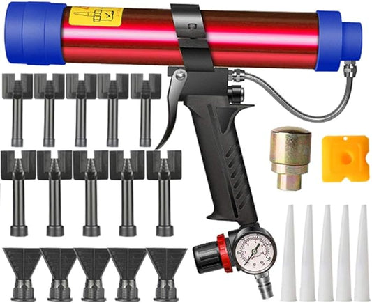 Shkalacar Glass Glue Gun, Adjustable Pneumatic Air Rubber Gun Tool 310ml Hard Glue Sealant Applicator Caulking Gun Tool, Windows Repair Instrument Hard Glue Sealant Applicator Caulking
