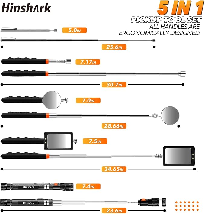 Fathers Day Gift for Husband Dad, Gifts for Men Extendable Telescoping Magnetic Pickup Tools Set, Anniversary Birthday Gift for Men Husband Him, Fathers Day Gift from Daughter Wife, Cool Gadgets Tools