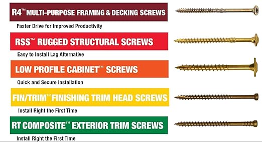 GRK Fasteners #8 x 2-1/2 Inch Finish & Trim Screws, 100 PCS, Indoor/Outdoor for Treated Lumber, with Rust Resistant Climatek™ Coating, Star Drive Recess, T-10 Bit Included, Gold (6-Pack; 600 Count)