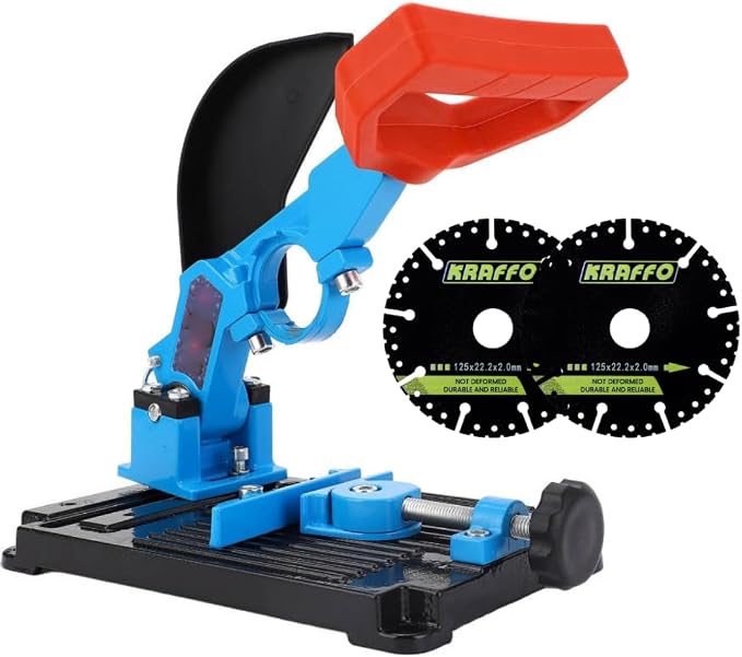 Angle Grinder Stand & Diamond Blade Set - Heavy-Duty Aluminum, 0–45 Cutting - Fits 38–48mm Grinders, Adjustable Clamp & Protective Cover - Perfect for Metal, Steel Pipe, Wood