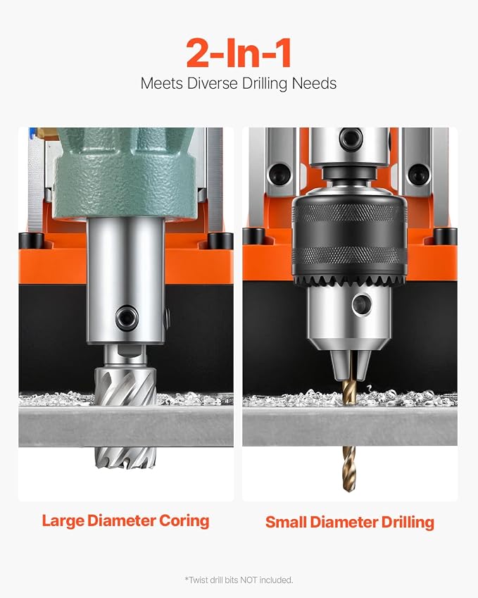 VEVOR 1550W Mag Drill Press, 2" Core Drilling Machine, 2922 lbf 0-550 RPM Variable Speed Portable Magnetic Drill, Heavy Duty Metal Hole Cutter for I-Beam Steel Fabrication, Workshop & DIY Work | Drilling Machine for I-Beam Steel Fabrication, Workshop &...