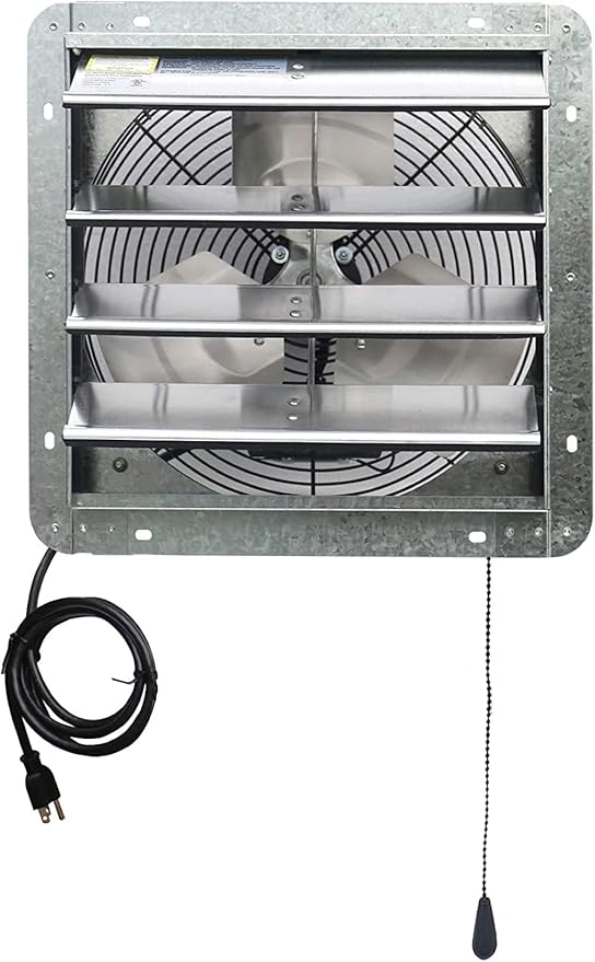 iLIVING 14" Wall Mounted Shutter Exhaust Thermostat Control-3 Speeds Vent Fan For Home Attic, Shed, or Garage Ventilation, 850 CFM, 1300 SQF Coverage Area, Variable, Silver