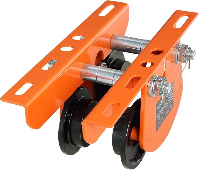 VEVOR Electric Hoist Manual Trolley, 2200 lbs/1 Ton Capacity for PA200 PA250 PA300 PA400 PA500, Push Beam Trolley with Dual Wheels, 2.68"-4.33" Adjustable Beam Flange Width for Straight Curved I Beam