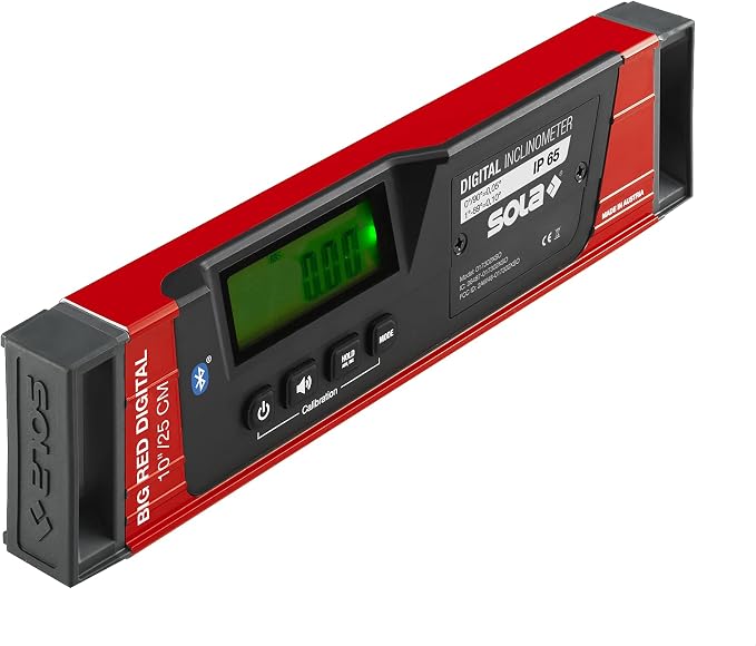 SOLA LSB10DBT Digital Level & Inclinometer with Bluetooth, Big Red, 10-inch