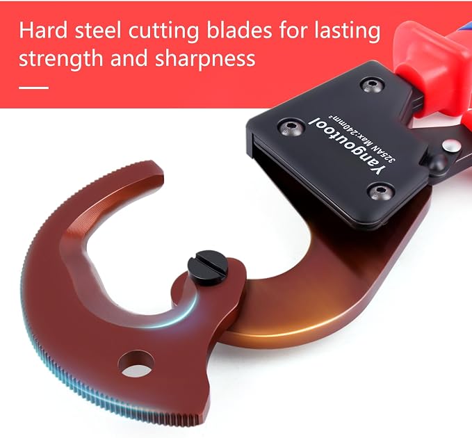 Yangoutool Ratchet Cable Cutter Heavy Duty for Copper and Aluminum Cables, 240mm² Capacity, Sharp Polished Edges, Ideal for Cutting Large Armored Electrical Wires, Perfect for Electricians