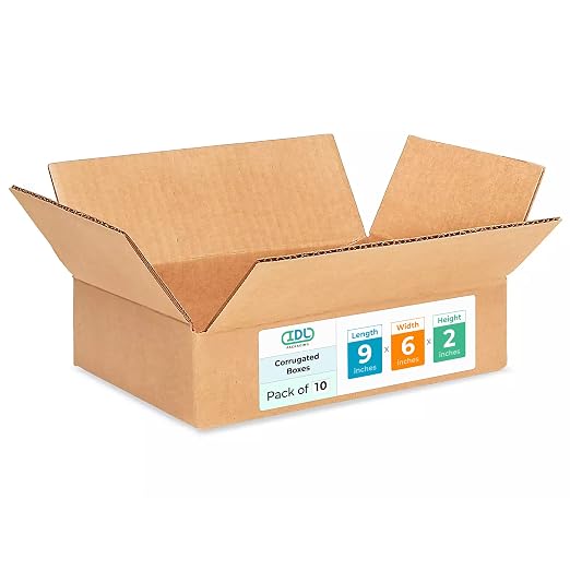 Small Moving & Shipping Boxes 9x6x2 inches (10-Pack) - Extra Strength 200 lb vs Regular - USA-Made Corrugated Cardboard Boxes for USPS/UPS/FEDEX - Packaging Box - Small Shipping Box by IDL Packaging