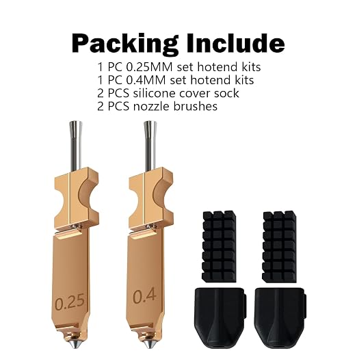 2-Pack AD5X Nozzle Kit, All-Metal Quick-Detachable Hotend (0.25mm/0.4mm) | Hardened Steel Print Head, Heat-Resistant up to 300℃, 32mm³/s High Flow, with 2PK Silicone Cover & 2PK Nozzle Cleaning Brush