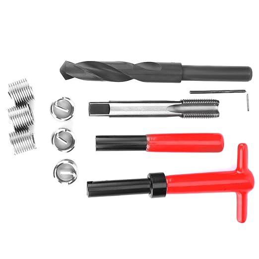 11Pcs Thread Repair Kit,M16x1.5 Length 1.5D Stainless Steel Twisted Drill Tap Wrench Threaded Insert Tool,Metric-Imperial Units Conversion Helicoil Repair Kit