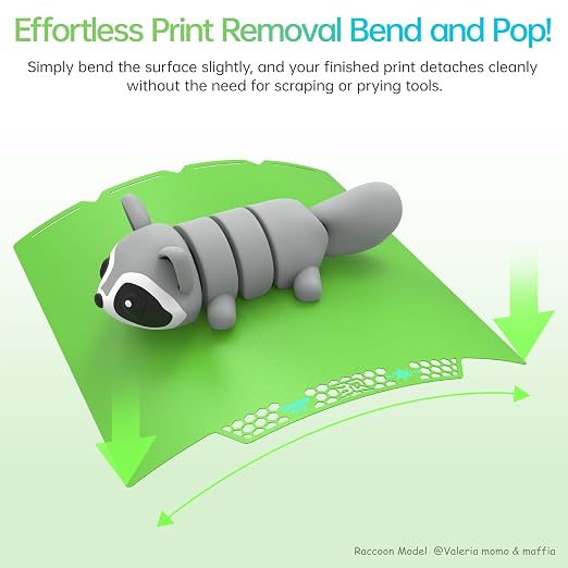 BIQU CryoGrip Pro Glacier Build Plate for Snap-Maker U1 3D Printer, Low Temperature Printing, Double-Sided Spring Steel Sheet, 276X301mm, Green