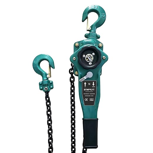 Water Green Industrial Lever Hoist, 1 Ton (2200 lbs) Capacity, 3 Meter/10 Ft Lift, Manual Hand Chain for Construction & Workshop