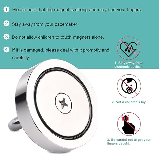 Lift Fishing Magnets 4.72' (120 mm), Super Strong Heavy Duty, Large Rare Earth Neodymium Magnets for Retrieving
