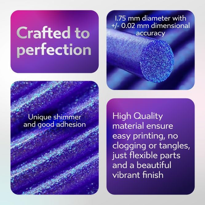 Cookiecad TPU Filament 1.75mm 1kg Glitter 3D Printer Filament - Witches Blue TPU