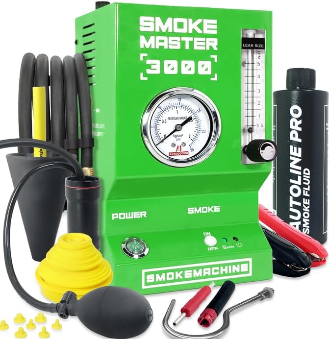*2025 Upgrade Model* Automotive High Volume Smoke Machine Smoke Fluid - EVAP Leak Detector w/Built-in Air Compressor - Model 3000 – EVAP Vacuum Exhaust Smoke Detector Tools Kit - Green