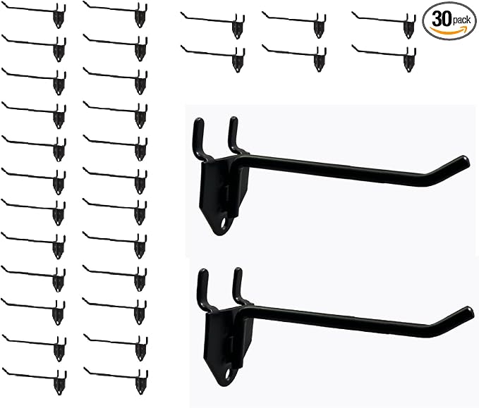 NectaCol 30 Packs 6-inch Long Metal Pegboard Hooks, Standard Hooks is Fit to Pegboard Panels