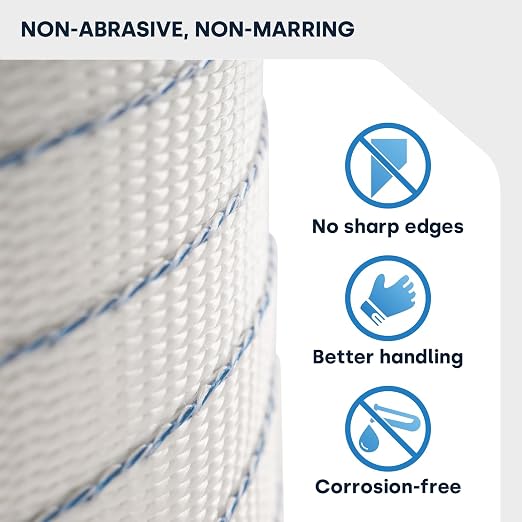 ESK Packaging® Woven Poly Cord Strapping - 3/4" x 2100 Foot x 900lbs Break Strength – Light Duty, Weather-Resistant Flat Rope – 1 Roll