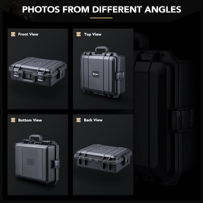 Lykus HC-4011 Waterproof Hard Case with Customizable Foam Insert, Interior Size 15.55x11.61x5.12 in, Suitable for electronics and more