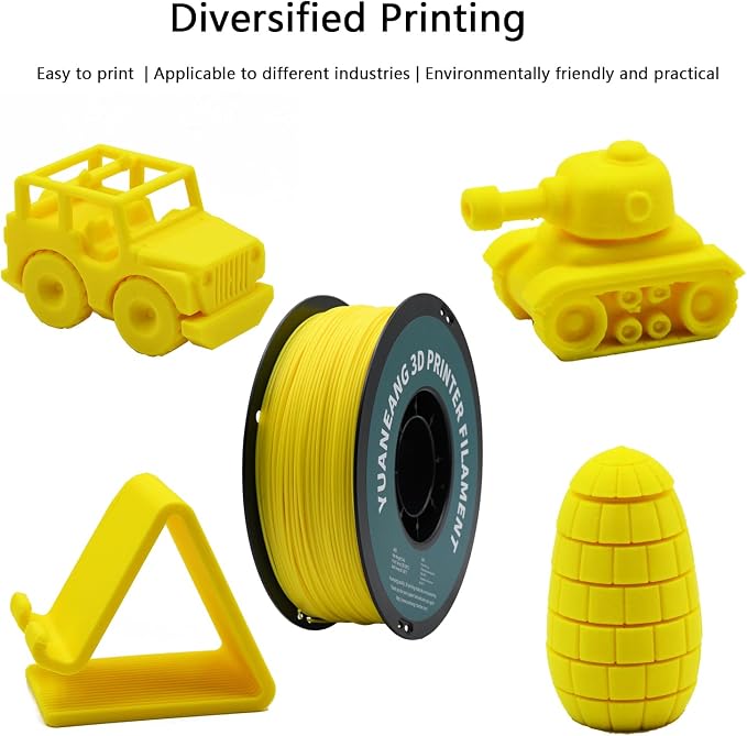 Yellow ABS 3D Printing Supply 1.75mm,1kg Spool,High Heat Resistance,Low Warping,±0.03mm Accuracy,Suitable for Functional Parts and Prototyping