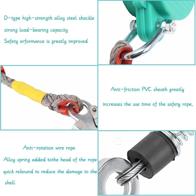 Self Retracting Lifeline 23ft 330lbs Fall Arrester Lanyard Protect Safety Harness Fall Protection with Alloy Steel Hook Steel Wire Rope